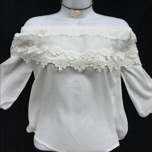 Ambiance Cold  Off Shoulder White Blouse‎ Color White Ivory Size Small